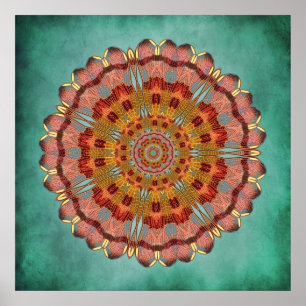 Libellen-Flügel-Kaleidoskop-Mandala-Druck Poster