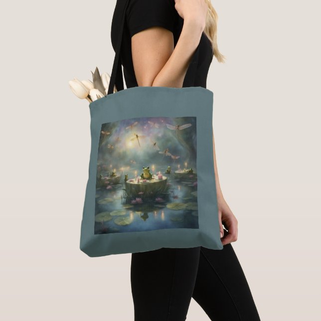 Libellen-Frosch-Seerosenblatt-Teich-Geschenktasche Tasche (Von Nahem)