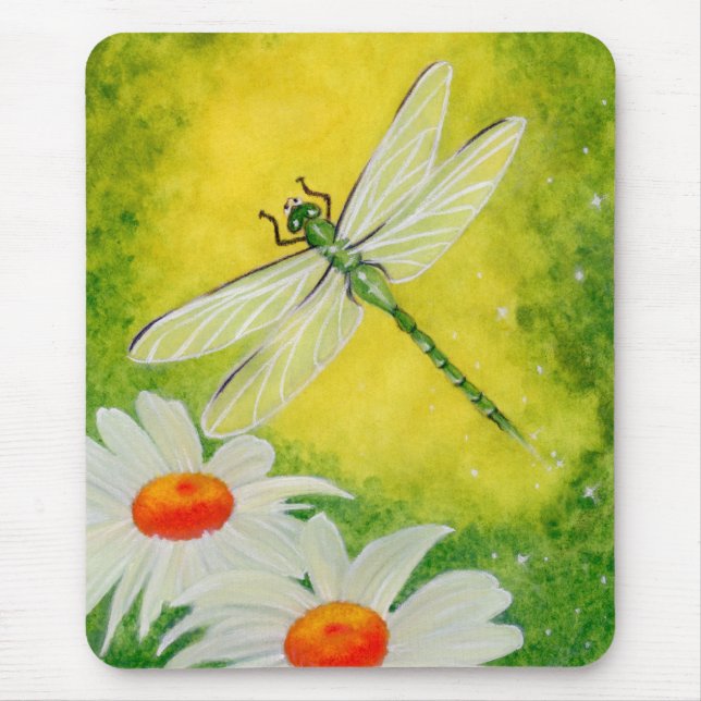 Libellen-Gänseblümchen Mousepad (Vorne)