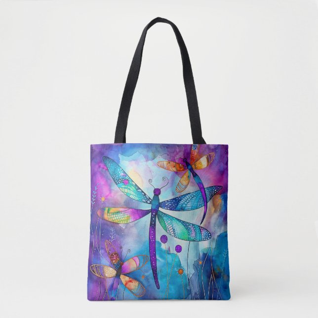 Libellen-Garten-Blues 1 Tasche (Vorderseite)