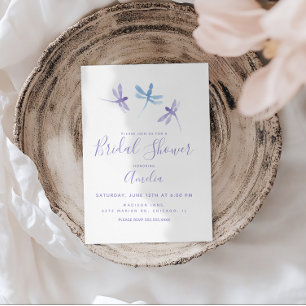 Libellen Handbemalt Lila Blau Brautparty  Postkarte