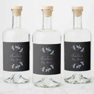 Libellen Handbemalte Babyparty Alkoholflaschenetikett