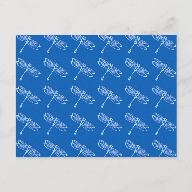 Libellen, hellblau auf Jeansblau Postkarte (Vorderseite)