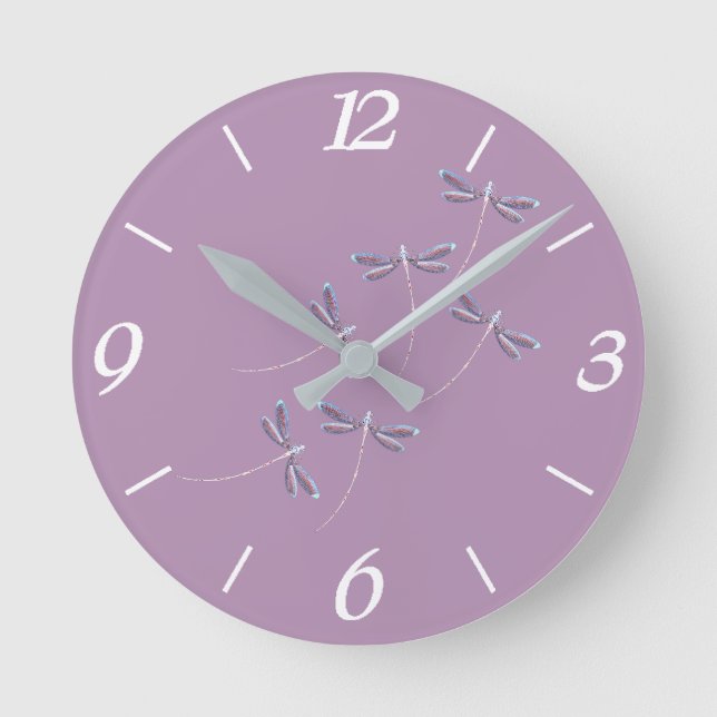 Libellen im Flug Runde Wanduhr (Vorderseite)