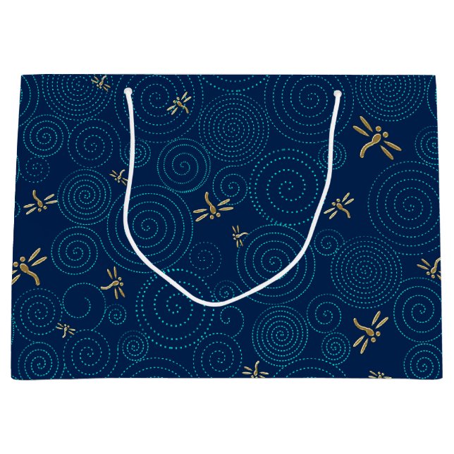 Libellen im Regen große Geschenktasche Geschenktüte (Vorderseite)