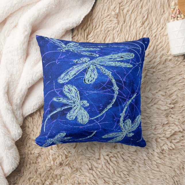 Libellen Indigo Tanz Kissen (Decke)