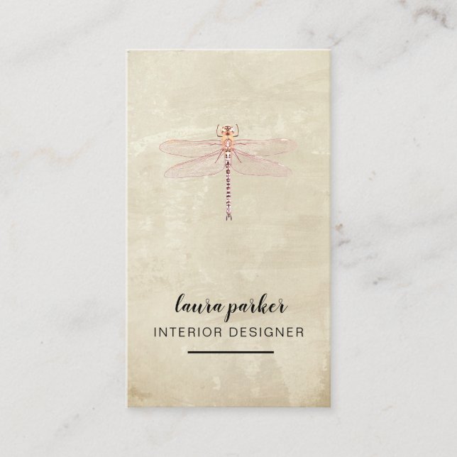 Libellen-kreative Designer-Natur-Vintages Visitenkarte (Vorderseite)