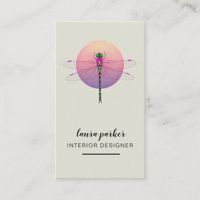 Libellen-kreatives Designer-Natur-Rosa Visitenkarte (Vorderseite)