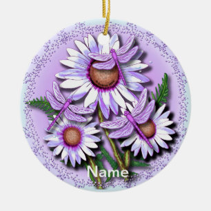 Libellen Lila Gänseblümchen Keramik Ornament