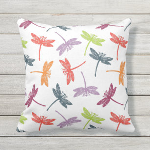 Libellen-Muster Farbige Vintage-Libellen Kissen