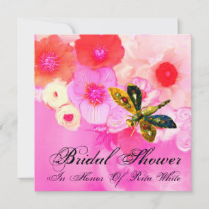 LIBELLEN, ROSEN UND ANEMONENBLUMEN BRIDAL SHOWER EINLADUNG