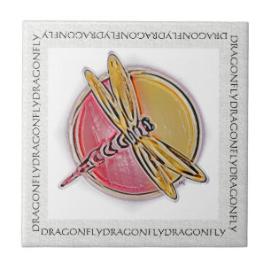 Libellen-rotes Gelb Fliese