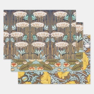 Libellen Seerosen Sumpf Jugendstil Geschenkpapier Set