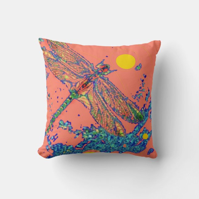Libellen-Spritzen-Lachskissen durch Sharles Kissen (Vorderseite)