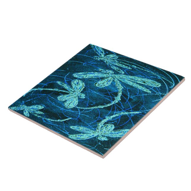 Libellen-Tanz Blaues Tango Fliese (Seite)
