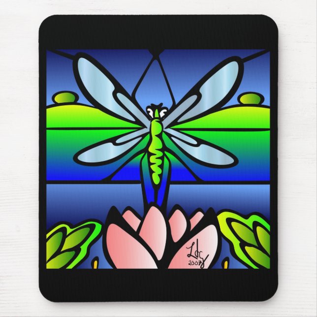 Libellen-Tiffany-Art Mousepad (Vorne)
