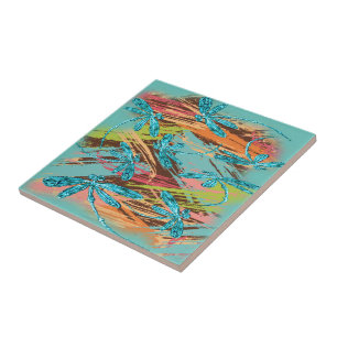 Libellen Türkis-Spritzer Fliese