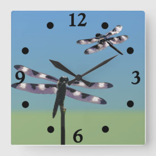 Libellen-Uhr Quadratische Wanduhr