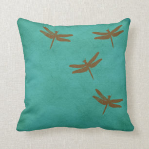 Libellen und aquamarines farbiges Kissen