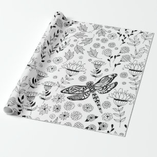 Libellen und Blume Geschenkpapier