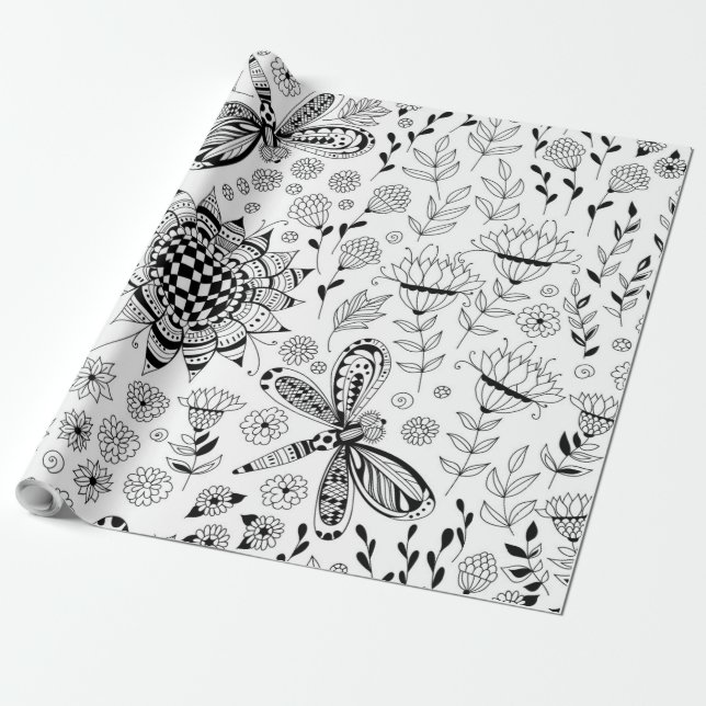 Libellen und Blume Geschenkpapier (Ungerollt)