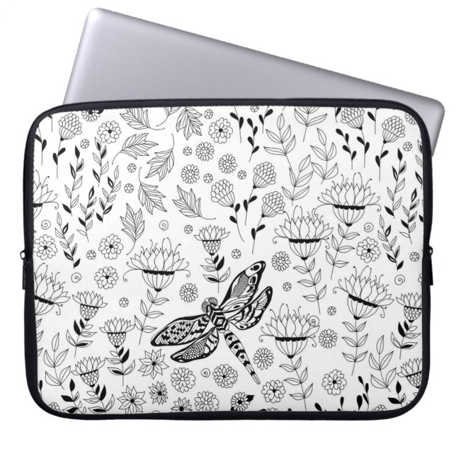 Libellen und Blume Laptopschutzhülle (Vorderseite)