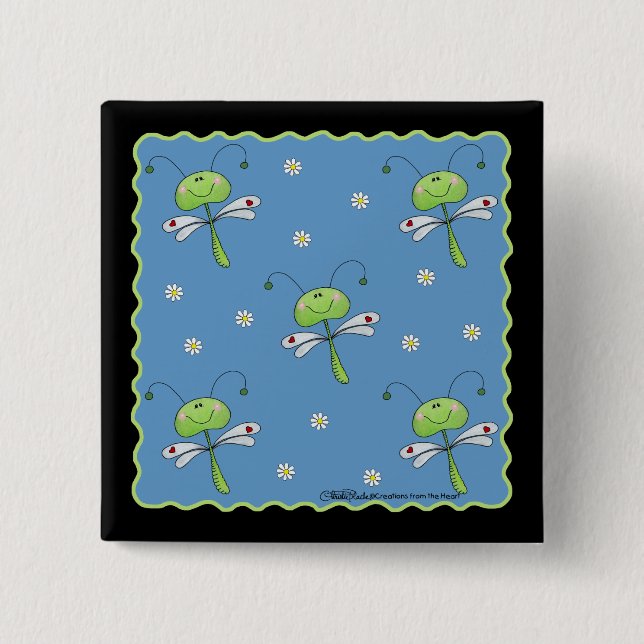 Libellen und Daisies Button (Vorderseite)