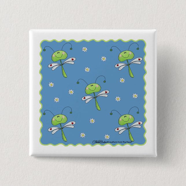 Libellen und Daisies Button (Vorderseite)