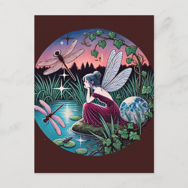 Libellen und Fairy Postkarte (Vorderseite)