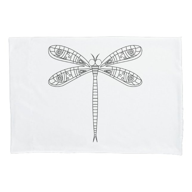 Libellen und Lilien-Fabric-Malerei Pillowcase Kissenbezug (Vorderseite)