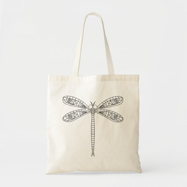 Libellen und Lilien-Tasche zum Anmalen Tragetasche (Vorne)