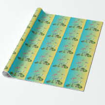 Libellen- und Lotos-Teich-Muster-Geschenkpapier –