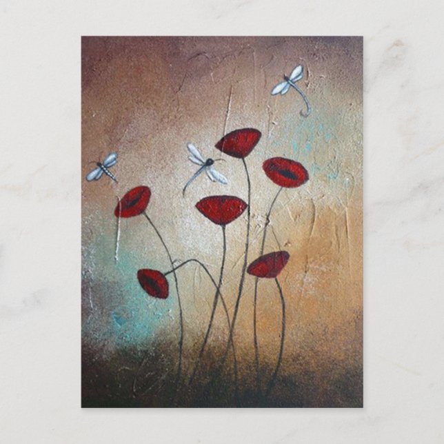 Libellen und Poppies Postkarte (Vorderseite)