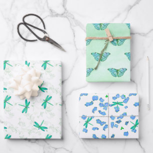 Libellen und Schmetterlinge Geschenkverpackung Sor Geschenkpapier Set