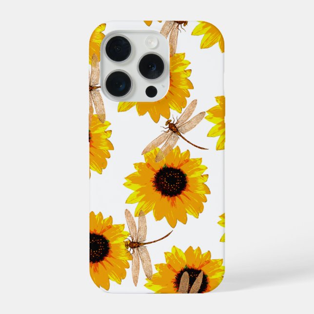 Libellen und Sonnenblumen,  iPhone 15 Pro Hülle (Rückseite)