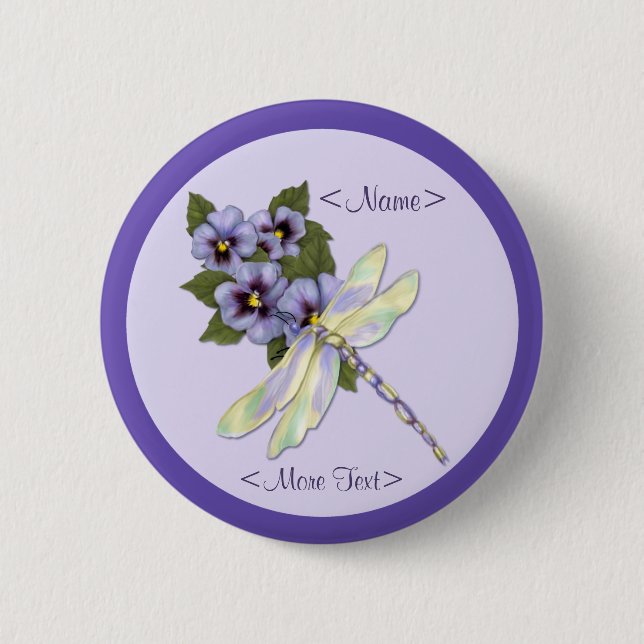 Libellen und Stiefmütterchen Button (Vorderseite)