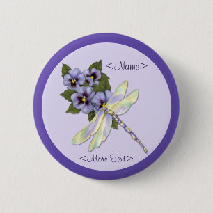 Libellen und Stiefmütterchen Button