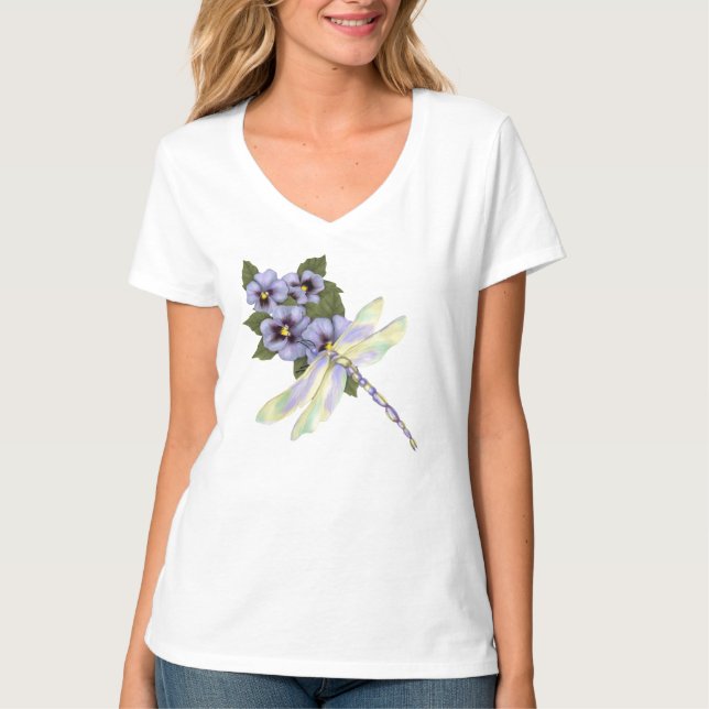 Libellen und Stiefmütterchen T-Shirt (Vorderseite)