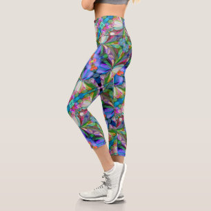 Libellen-Wildblumengarten Abstract Floral Capri Leggings