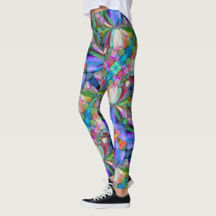 Libellen-Wildblumengarten Abstracte Blüten Leggings