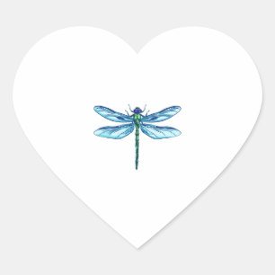 Libellenblau zeichnend Libellen in der Liebe Herz-Aufkleber