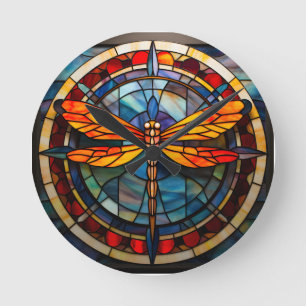 Libellenfarbglas Runde Wanduhr