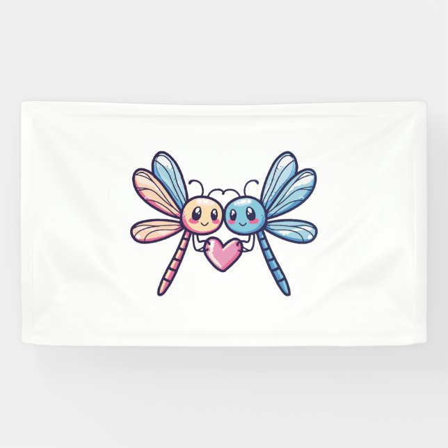 Libellenpaar am Valentinstag der Liebe Banner (Horizontal)
