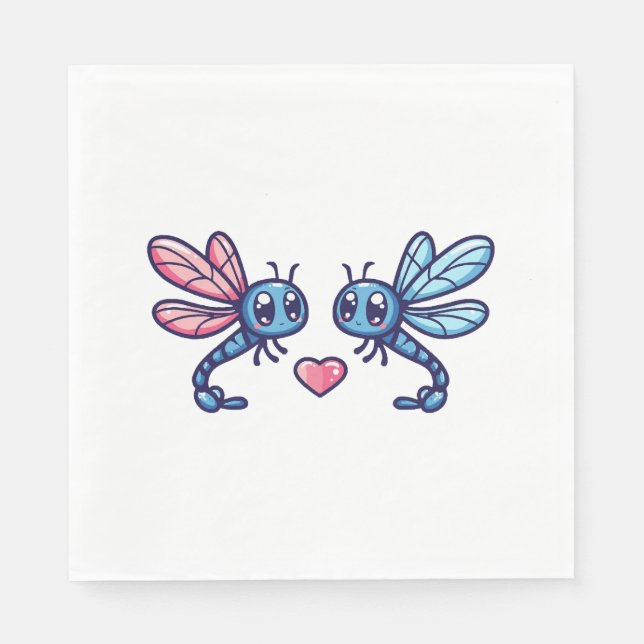Libellenpaar am Valentinstag der Liebe Serviette (Vorderseite)