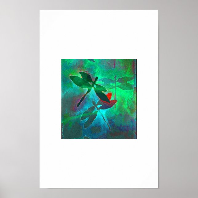 Libellentanz in Grün Poster (Vorne)