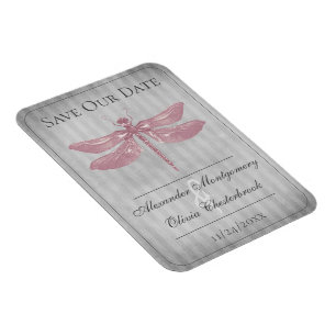Libellule mit rosa Juwelen - Save the Date Magnet
