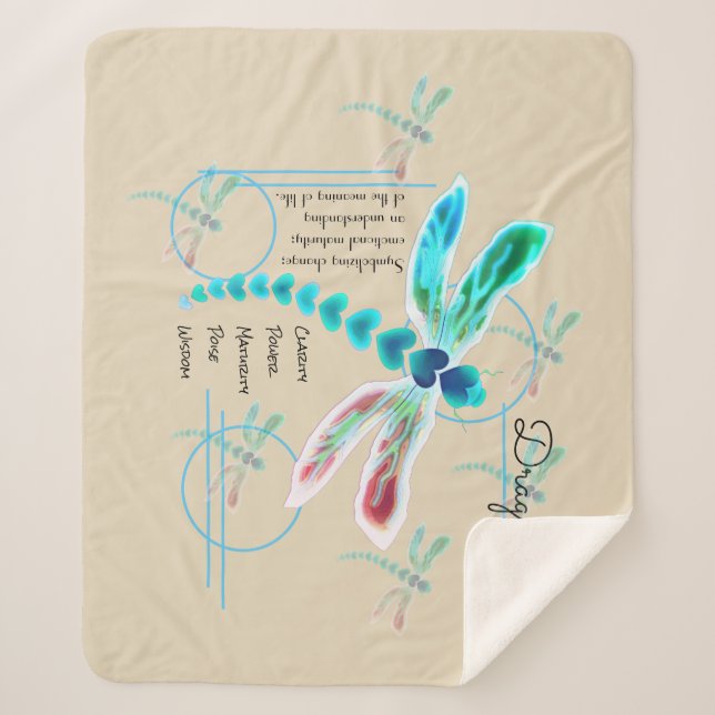 libellule | Turquoise et kaki moyenne couverture S (Devant)