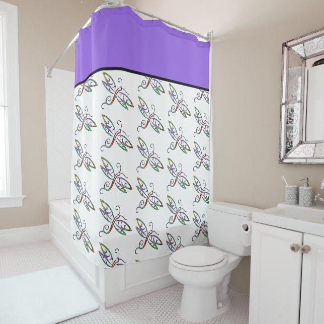 libellules colorées rideau de douche (En situation)