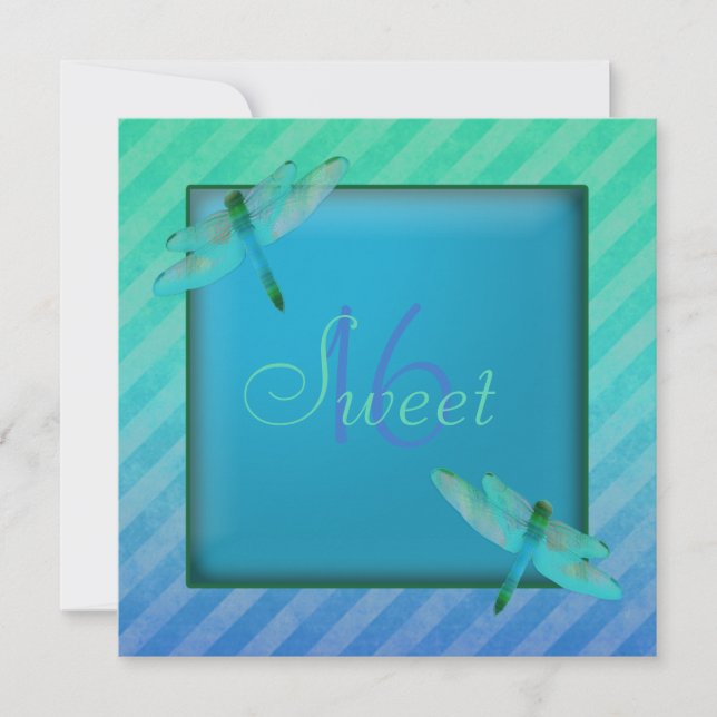 Libellules et invitation de sweet sixteen de (Devant)