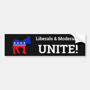 Liberals & Moderates UNITE! Autoaufkleber